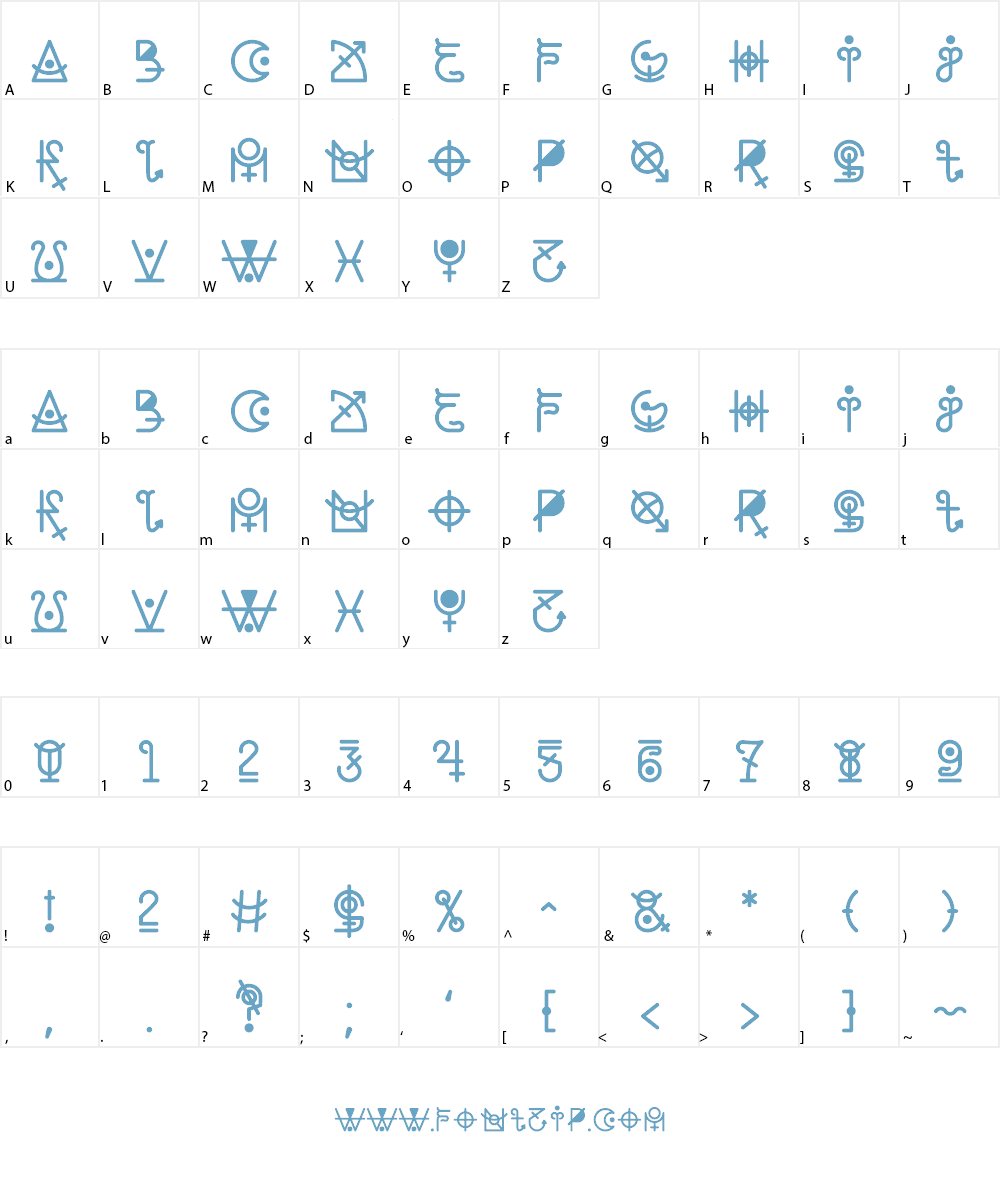 Zilap Zodiac Font Character